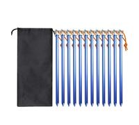 Flaroey 12 Pièces 23 cm Piquets de Extérieure Clous de Sol avec Sac de Rangement Clous Coupe-Vent Accessoires de Camping Fixation de Bleu