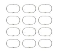 Flaroey 12 Pièces Anneaux de Crochet de Rideau de Douche Ouverts Ovales Suspendus pour Crochets de Tringle en Métal Salle de Bain Argent