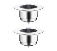 Flaroey 2 PCS Filtre D'Évier de Cuisine, Passoire D'Évier à Rebord Argenté, Panier de Vidange Bloquant les Obstructions, Noyau Rebondissant, Bouchon Étanche