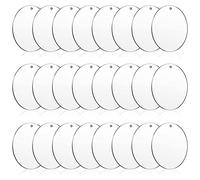 Flaroey 24 PièCes 3 Pouces Acrylique Porte-CléS Blancs Cercles Disque Clair Ornements Blancs avec Trous Cercle Disques pour Bricolage Porte-CléS