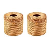Flaroey 2pcs Supports Décoratifs en Osier pour Boîte à Mouchoirs en Rotin avec Couvercle pour Le Stockage d'un Seul Rouleau et de Mouchoirs