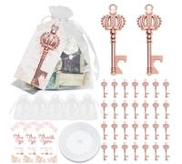 Flaroey 30 Pièces Clé Décapsuleur Carte en Papier Mariage Décoration de Mariage Cadeaux de Douche Nuptiale Faveurs de Souvenirs de Mariage pour Les Invités Durables, A