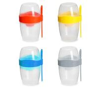 Flaroey 4 Pièces de Tasse Sûre avec Cuillère, Shaker pour Repas Diététique, Tasse à Salade Portable avec Cuillère, Bouteille Pratique pour Les Activités de Plein Air