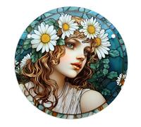 Flaroey 4 Pièces Pendentif Disque Acrylique avec Chaîne Pendentif Rétro Européen Fleur Colorée Pendentif Femme Accessoires YK290