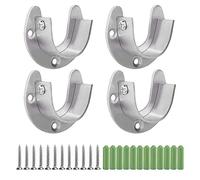 Flaroey 4 Pièces Support de Tige de Suspension en Acier Inoxydable Support de Tringle à Rideau en Forme de U, Douilles de Tube Rondes Robustes avec Vis (25 Mm)