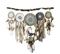 Flaroey 5 PCS Attrape-Rêves Décoration Murale Boho Couleur Aléatoire Décoration Murale Mariage Décoration Maison Lune et Soleil Plume Fait à la Main Attrapeur Traditionnel Macramé