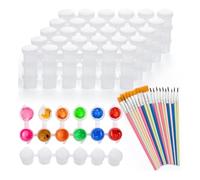 Flaroey 60 Pots de Peinture avec Couvercle et 20 Pinceaux, 0,3 Oz, Contenants de Peinture Vides avec Couvercles, pour les Salles de Classe, les Écoles et L'Art des Enfants