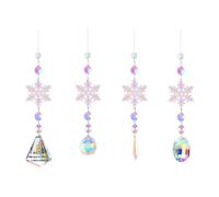 Flaroey Attrape-Soleil pour Fenêtre Intérieure, Flocons de Neige Suspendus en Cristal, Ensemble de Boules à, Attrape-Soleil Arc-en-Ciel, Kit de Pendentifs en Forme de Flocon de Neige