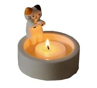 Flaroey Bougeoir en forme de chaton de dessin animé, bougeoir chat chauffant ses pattes, support de boîte de rangement fait à la main, décoration d'intérieur, facile à installer, facile à utiliser B