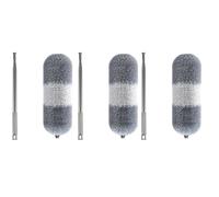 Flaroey Brosse poussire, plumeau en microfibre, suceur plat rtractable, brosse de nettoyage pour meubles gris + blanc