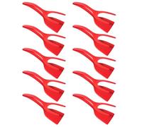 Flaroey Clip de Spatule à Steak Multifonctionnel Deux en Un, Clip de Spatule, Pince à Aliments, Spatule à Poêle à Frire, Clip à Omelette Rouge