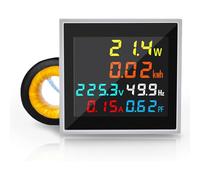 Flaroey Compteur D'Énergie, AC 50-300V 100A Mini Moniteur de Puissance 6 en 1, Écran LCD, Voltmètre, Ampèremètre, Wattmètre, Testeur de Fréquence avec CT