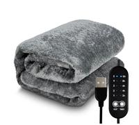 Flaroey Couverture Chauffante Électrique USB Couverture Chauffante en Peluche pour l'hiver Réchauffement Réglable Température et Minuterie Chauffe-Lit 150x160 cm