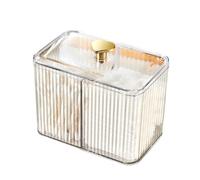 Flaroey Distributeur de Cotons-Tiges 3 Grilles Support de Cotons-Tiges avec Couvercle Transparent Cosmétique Type Simple Support de Coton-Tige Boîte de Rangement Facile à Installer, B