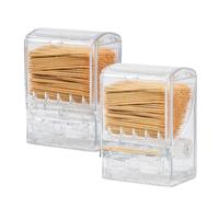 Flaroey Distributeur de Cure-Dents Transparent avec Interrupteur à Bouton, Support de Cure-Dents pour Table à, Boîtes de Rangement Automatique en Plastique pour 2 PIÈCES.