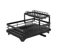 Flaroey Étagère de rangement pour couverts en acier inoxydable - Réglable - Avec égouttoir C