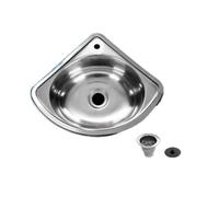 Flaroey Évier de cuisine pour camping-car, salle de bain - Bassin d'angle ultra petit triangulaire en acier inoxydable - Bassin d'angle pour camping-car, voiture ou cuisine