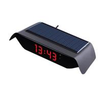 Flaroey Horloge à Énergie Solaire pour Voiture, Montre Électronique de Haute Précision 24 Heures sur 24, Réglage Automatique de la Luminosité, Thermomètre, Installation Facile, Facile à Utiliser