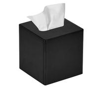 Flaroey Housse de bote mouchoirs carre en cuir synthtique pour commode, dcoration de salle de bain, noir