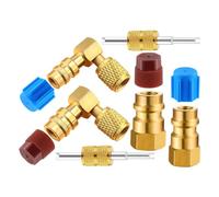 Flaroey Kit D'Adaptateur de Conversion de Raccord AC R12 à R134A, Adaptateur de Mise à Niveau de Port A/C à 90 ° de Vanne à Coupleur Haute/Basse Pression