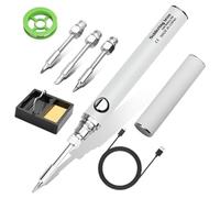 Flaroey Kit de Fer à Souder Sans, Fer à Souder Sans Rechargeable par USB, Fer à Souder à 3 Réglages de Température, Facile à Utiliser Blanc
