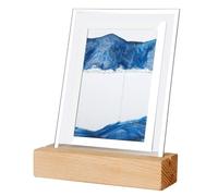 Flaroey Lampe de Nuit en Mouvement d'art de Sable Artisanat Sable Mouvant Paysage 3D Image de Sable Coulant Cadeau de Sablier Veilleuse de Table LED, Bleu