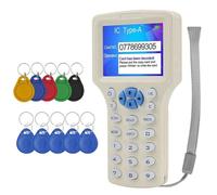 Flaroey Lecteur de Carte RFID NFC + Duplicateur de Clé RFID 125K 13,56M IC/ID avec 5XUID/T5577 Porte-Clés Programmable RFID