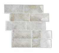 Flaroey Lot de 10 feuilles de carrelage de métro imperméables à décoller et à coller pour dosseret mural de cuisine Beige