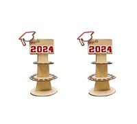 Flaroey Lot de 2 boîtes cadeau pour remise de diplôme 2024 - Porte-monnaie facile à installer - Chapeau blanc et lettres rouges