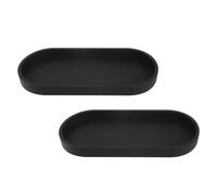 Flaroey Lot de 2 Plateaux de Salle de Bain, Plateau Décoratif, Plateau de Rangement en Silicone Noir, Plateau pour Lavabo, Baignoire (Ovale)