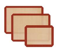 Flaroey Lot de 3 tapis de cuisson réutilisables en silicone anti-adhésif pour la cuisson au four, plaque de cuisson pour faire des cookies, des macarons A