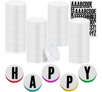 Flaroey Lot de 30 disques en mousse de polystyrène blancs de 7,6 cm pour travaux manuels, avec lettres autocollantes et fil de suspension pour la fabrication de bracelets