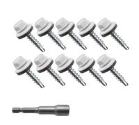 Flaroey Lot de 300 vis auto-perceuses à tête hexagonale 10 x 1 pour toiture en métal, rondelle EPDM, vis de toit en tôle avec embout hexagonal