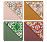 Flaroey Lot de 4 marque-pages avec peinture diamant pour les amateurs de livres, kits de marque-pages d'angle pour fabrication de triangles