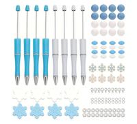 Flaroey Lot de 8 stylos à perles en plastique pour l'hiver - Kit de fabrication de stylos à bille pour étudiants, adolescents, écoles