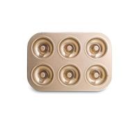 Flaroey Moule à Gâteau en Forme de Donut avec Trous - Accessoires de Cuisine Faits à la Main pour Réaliser des Gâteaux, des Chocolats, des Pâtisseries, des Cookies et des Muffins. 6 Tasses, Couleur Or
