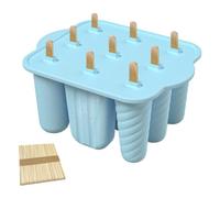 Flaroey Moules à Glaces à l'eau en Silicone à 9 Trous, Machine à Glace à Glace Faite Maison à Dégagement Facile avec 50 Bâtonnets de Glace C