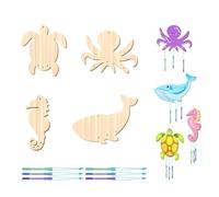 Flaroey Ornements de Carillon à Vent pour Enfants Bricolage Peint Pendentif de Décoration D'Activité Artistique de Fête d'anniversaire, Ensemble d'animaux Marins