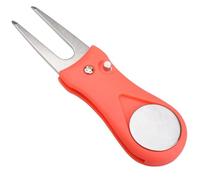 Flaroey Outil de Gazon de Golf Rouge avec Marqueurs de Balle de Golf Magnétiques, Marqueurs D'Outils de Réparation de Fourche