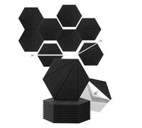 Flaroey Paquet de 12 Panneaux de Mousse Acoustique 12x10x6x0,4 Pouces, Panneaux Muraux en Mousse Insonorisés Auto-Adhésifs, pour Traitement Acoustique Noir