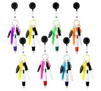 Flaroey Paquet de 8 Stylos à Bobine pour Badges, Stylo Navette Rétractable avec Mini Marqueur, Lampe de Poche, Porte-Clés, Porte-Badge Rétractable