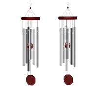 Flaroey PgzsyMemorial Lot de 2 carillons éoliens d'extérieur grand ton profond, élégant carillon de condoléances personnalisé avec 6 tubes accordés