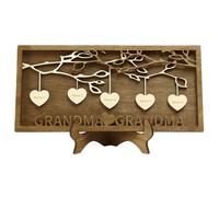 Flaroey Plaque d'arbre Généalogique en Bois Décoration Sculpté Nom de Famille Ornements Cadeau de Fête des Mères 5 Noms