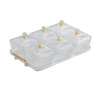 Flaroey Plateau de Service de Collations de Fruits Secs Plateau de Service D'Apéritif Polyvalent 6 de Service Divisés, Transparent-Blanc