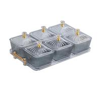 Flaroey Plateau de Service de Fruits Secs, Plateau de Service D'Apéritif, Polyvalent, 6, de Service Divisés, Gris Transparent