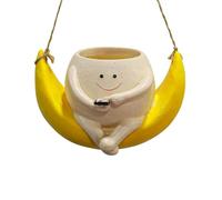 Flaroey Pot de Jardinière à Pivotant à Suspendre en Résine avec Souriant pour Chaîne de Plantes Perlées, Plantes Vivantes D'Intérieur et D'Extérieur