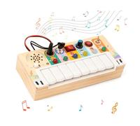 Flaroey pour Tout-Petits Busy Board, Sensoriels pour Enfants avec Musique et Interrupteurs de Lumière LED, en Bois avec Interrupteur de Lumière