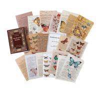 Flaroey Retro Trace Book Page Matériel Papier Ancien Livre Page Texte Vieux Journal Matériau Décoratif Papier Papillon