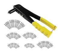 Flaroey Riveteuse robuste 120 pièces Rivets aveugles Outils à main Assortiment Kit Rivet Écrou Outil Jaune