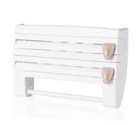 Flaroey Support de Rangement Mural pour Rouleau de Papier d'emballage en Plastique, Étagère de Cuisine sans Perforation, Blanc